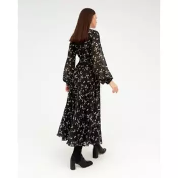 Платье женское с поясом MIST миди, размер 42, чёрный