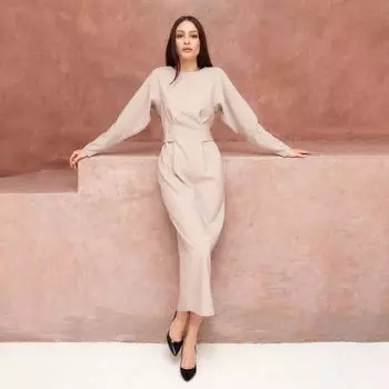 Платье миди женское MIST, размер 46, бежевое