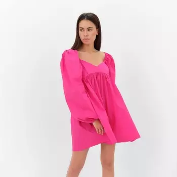 Платье с объёмными рукавами мини женское MIST, фуксия, размер 44-46