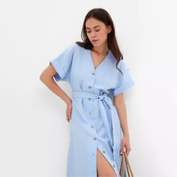 Платье на пуговицах миди женское MIST Summer time, голубое, размер 46