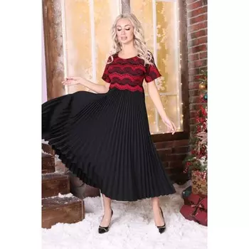 Платье женское, размер 42, цвет чёрный, бордовый