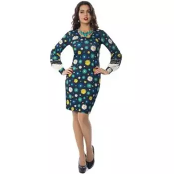 Платье женское, размер 42, цвет синий, зелёный