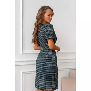 Платье женское, размер 42, цвет тёмно-зелёный-чёрный 5606