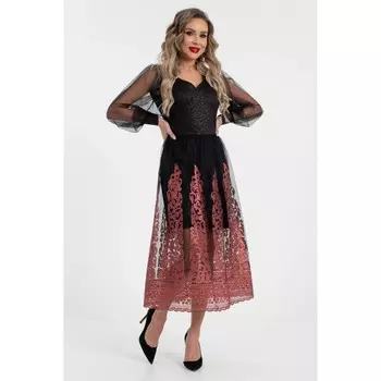 Платье женское, размер 44, цвет чёрный, розовый