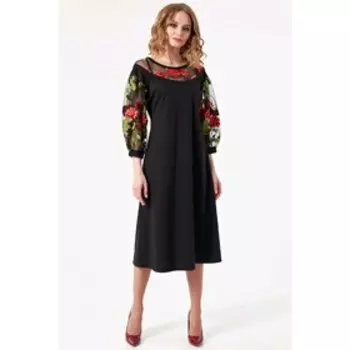 Платье женское, размер 44, цвет чёрный, красный