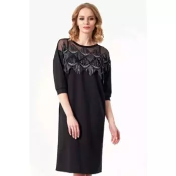 Платье женское, размер 44, цвет чёрный, серебряный