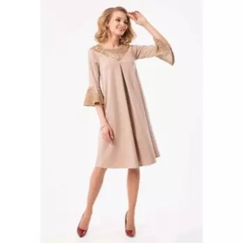 Платье женское, размер 46, цвет бежевый