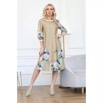 Платье женское, размер 46, цвет бежевый