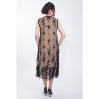 Платье женское, размер 46, цвет бежевый, чёрный