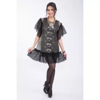 Платье женское, размер 46, цвет чёрный, золотой