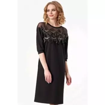 Платье женское, размер 46, цвет чёрный, золотой