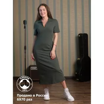 Платье женское, размер 46, цвет хаки