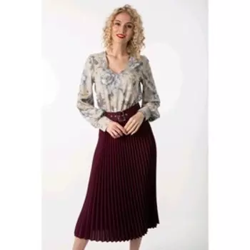 Платье женское, размер 48, цвет бежевый, бордовый