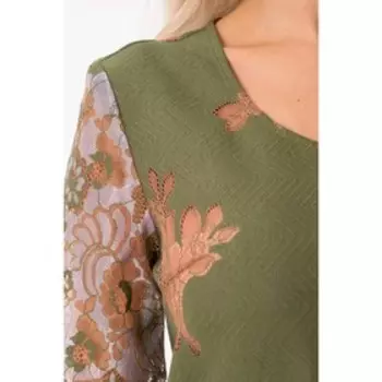 Платье женское, размер 48, цвет бежевый, зелёный