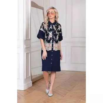 Платье женское, размер 48, цвет синий