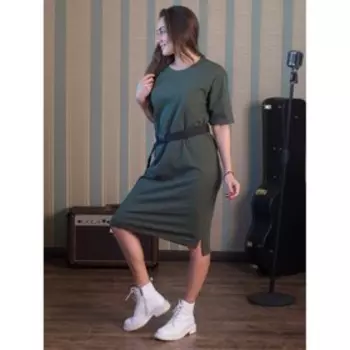 Платье женское, размер 50, цвет хаки