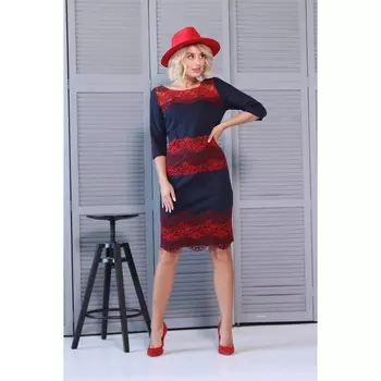 Платье женское, размер 50, цвет синий, красный