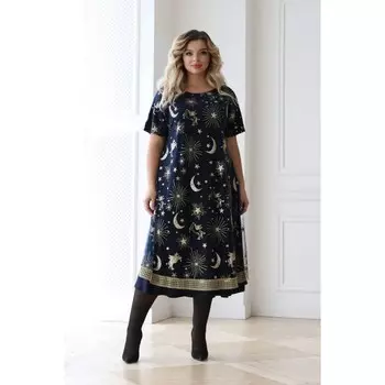 Платье женское, размер 50, цвет синий