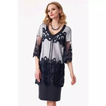 Платье женское, размер 50, цвет синий, белый