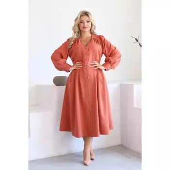 Платье женское, размер 50, цвет терракотовый