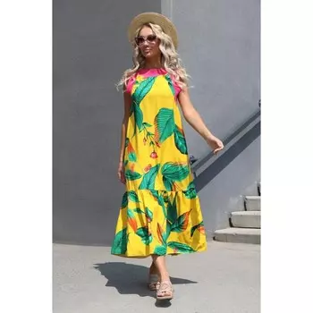 Платье женское, размер 50, цвет жёлтый