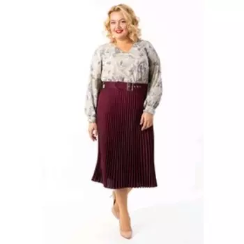 Платье женское, размер 52, цвет бежевый, бордовый