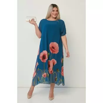 Платье женское, размер 52, цвет бирюзовый