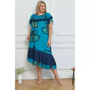 Платье женское, размер 52, цвет бирюзовый