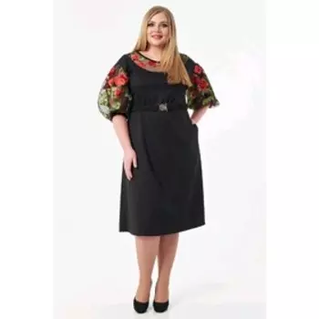 Платье женское, размер 52, цвет чёрный, красный