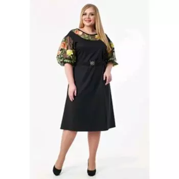 Платье женское, размер 52, цвет чёрный, жёлтый
