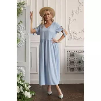 Платье женское, размер 52, цвет голубой