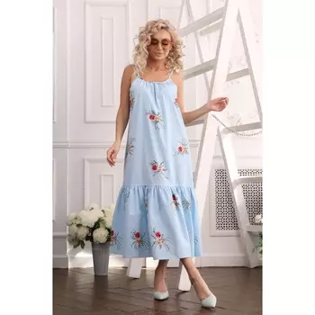 Платье женское, размер 52, цвет голубой