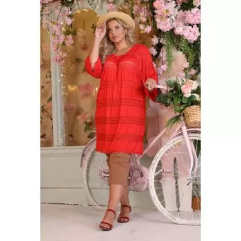 Платье женское, размер 52, цвет красный