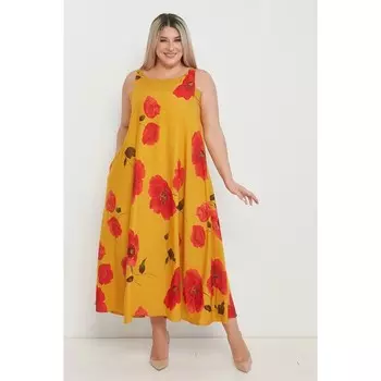 Платье женское, размер 52, цвет оранжевый