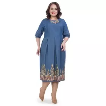 Платье женское, размер 52, цвет синий