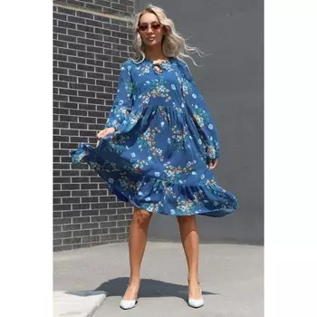 Платье женское, размер 52, цвет синий