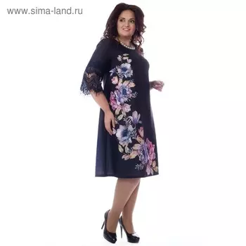 Платье женское, размер 52, цвет синий