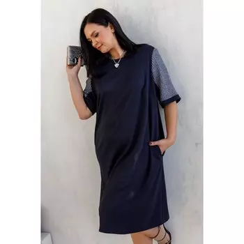 Платье женское, размер 52, цвет тёмно-синий