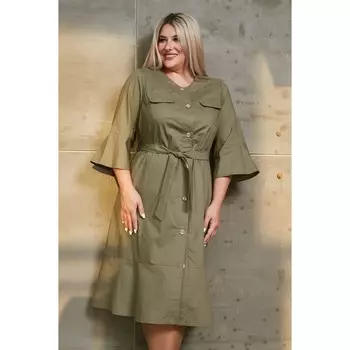 Платье женское, размер 54, цвет хаки