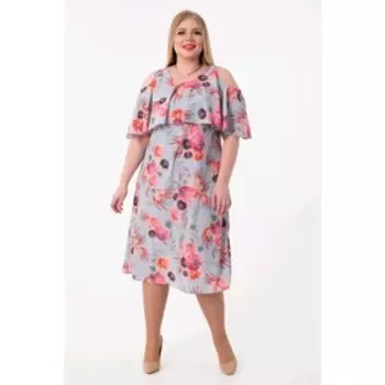 Платье женское, размер 54, цвет серый, голубой