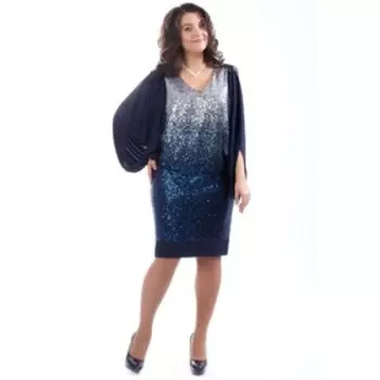 Платье женское, размер 54, цвет синий, серебряный