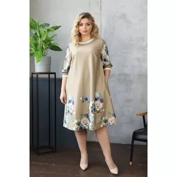 Платье женское, размер 56, цвет бежевый