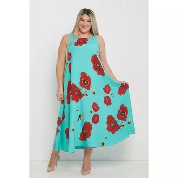 Платье женское, размер 56, цвет бирюзовый