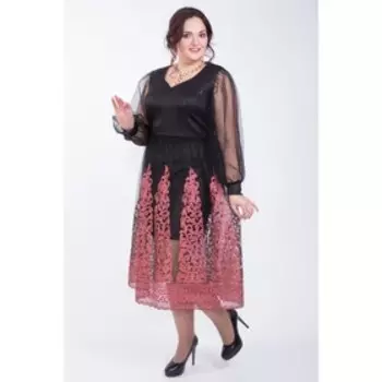 Платье женское, размер 56, цвет чёрный, розовый