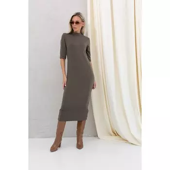 Платье женское, размер 56, цвет коричневый