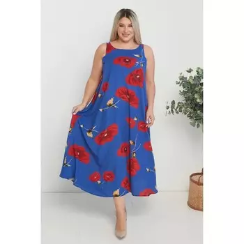 Платье женское, размер 56, цвет синий