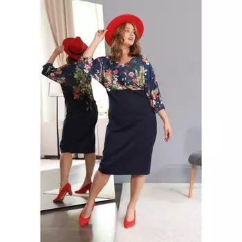 Платье женское, размер 56, цвет синий