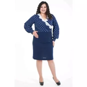 Платье женское, размер 56, цвет синий, белый