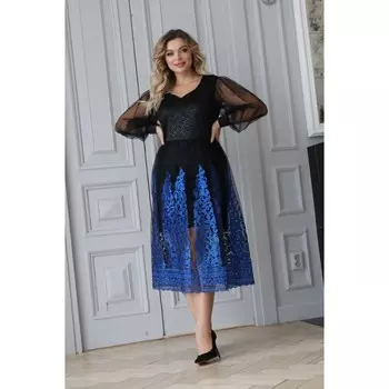 Платье женское, размер 58, цвет чёрный, синий