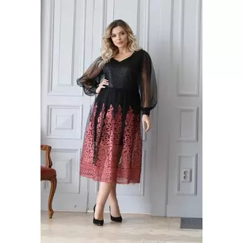 Платье женское, размер 58, цвет чёрный, розовый